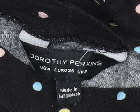 Dorothy Perkins Women’s Black Polka Dot Maxi Dress Size 8 Long Sleeve