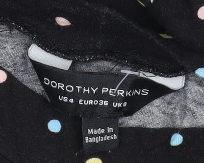 Dorothy Perkins Women’s Black Polka Dot Maxi Dress Size 8 Long Sleeve