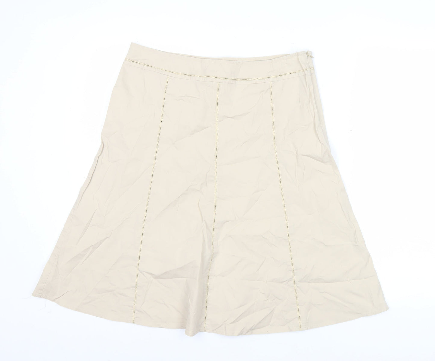 Marks and Spencer Womens Beige A-Line Skirt Size 14 Cotton Blend