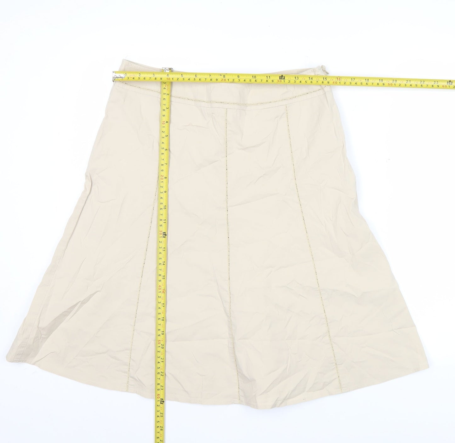 Marks and Spencer Womens Beige A-Line Skirt Size 14 Cotton Blend