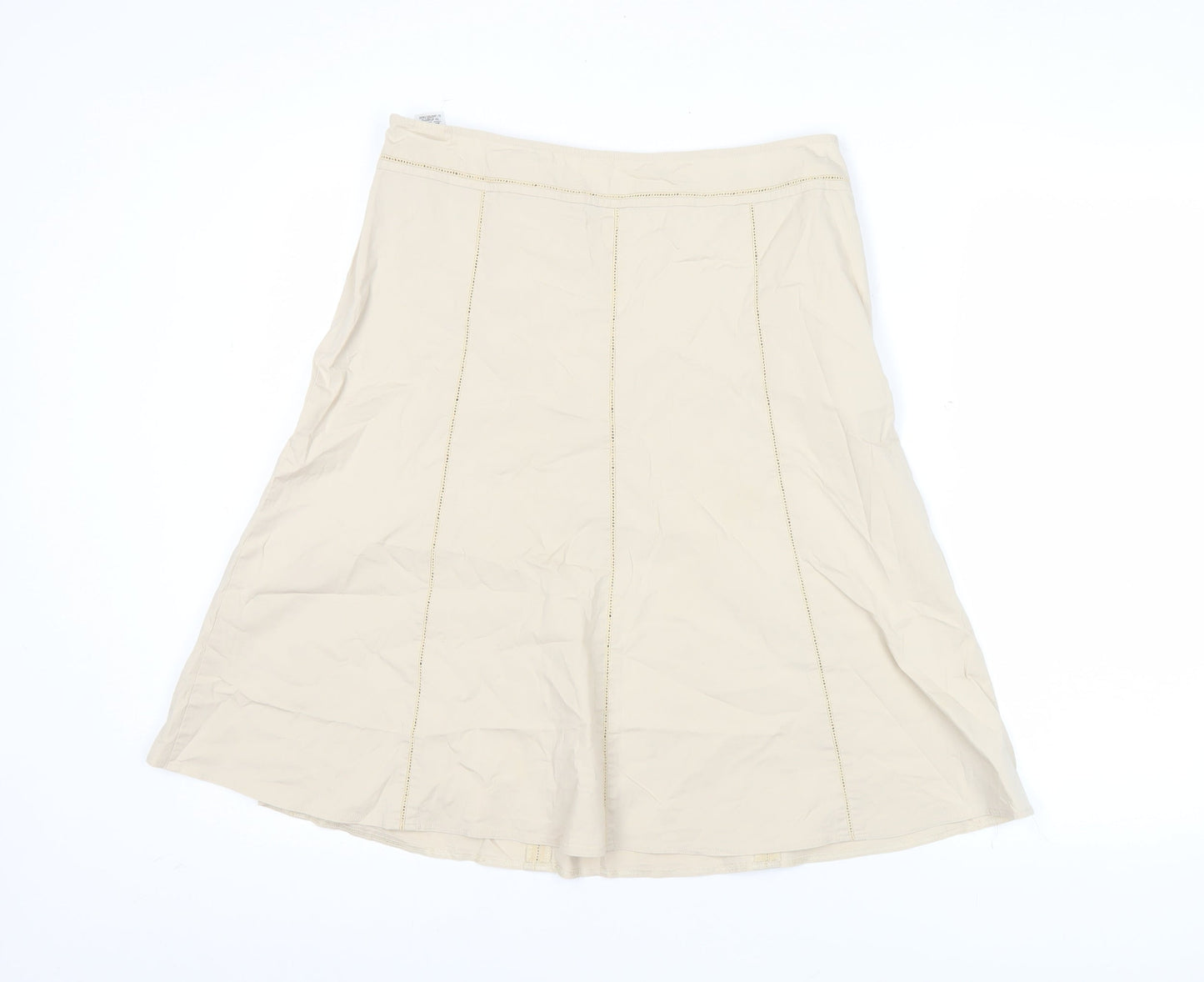 Marks and Spencer Womens Beige A-Line Skirt Size 14 Cotton Blend