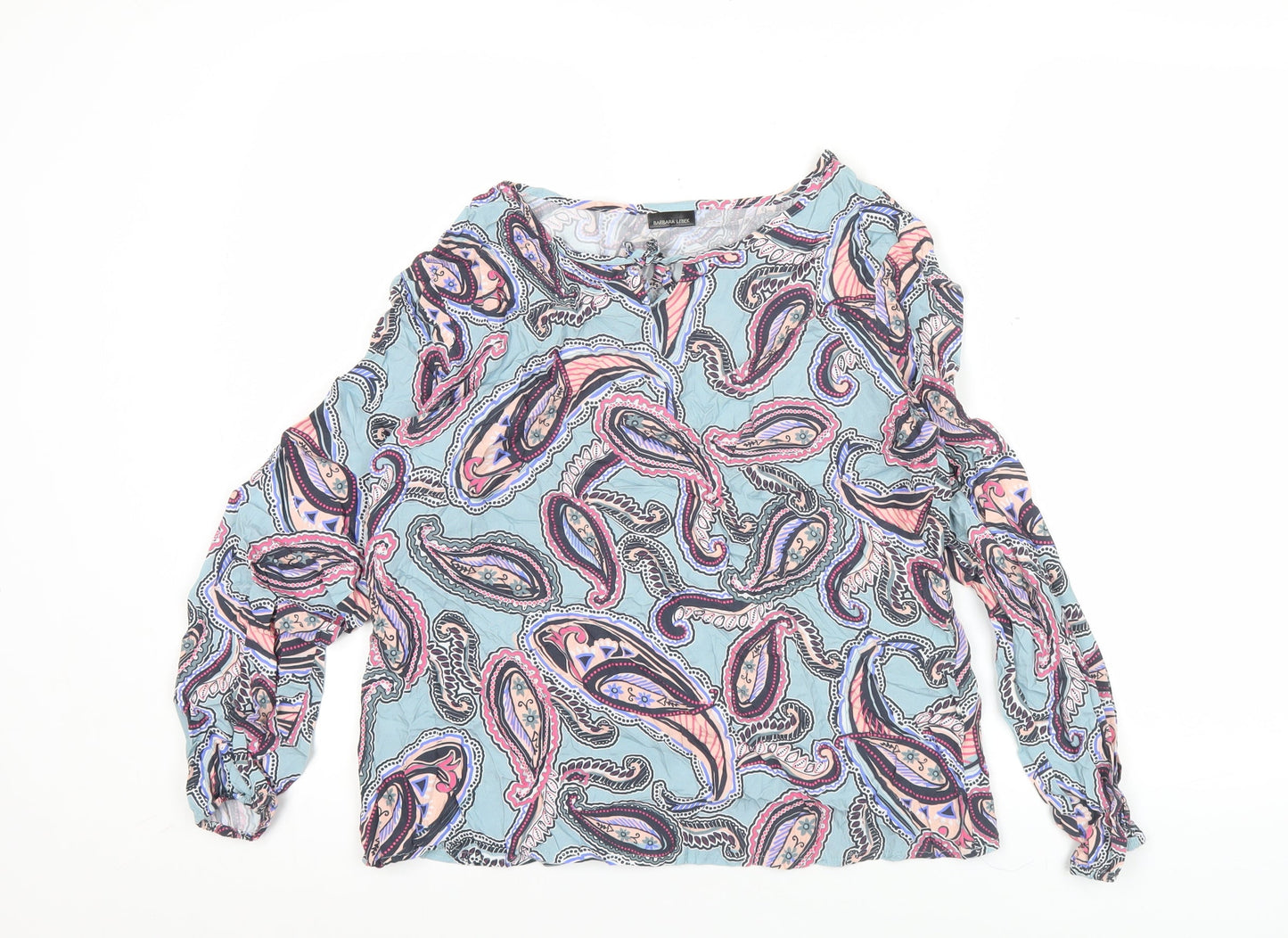 Barbara Lebek Womens Multicoloured Paisley Blouse Size 12 Tunic Style