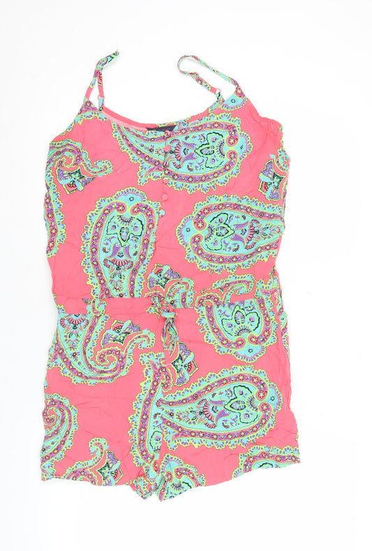 Marks and Spencer Women’s Pink Paisley Viscose Playsuit Size 14