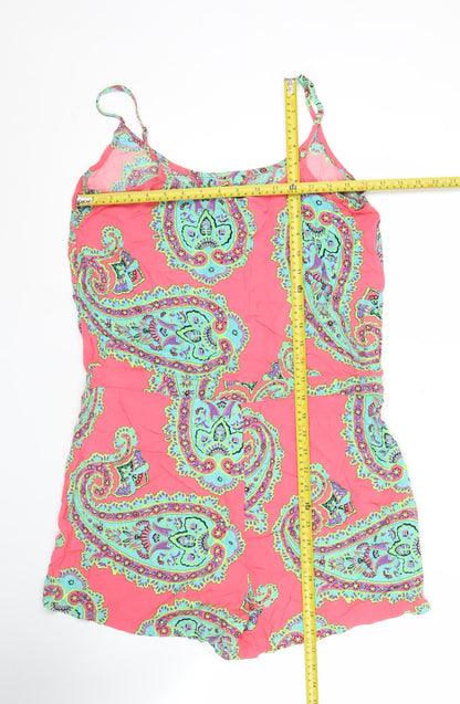Marks and Spencer Women’s Pink Paisley Viscose Playsuit Size 14