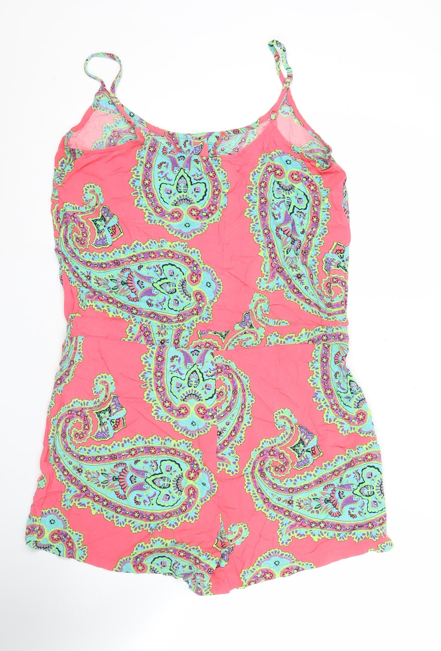 Marks and Spencer Women’s Pink Paisley Viscose Playsuit Size 14