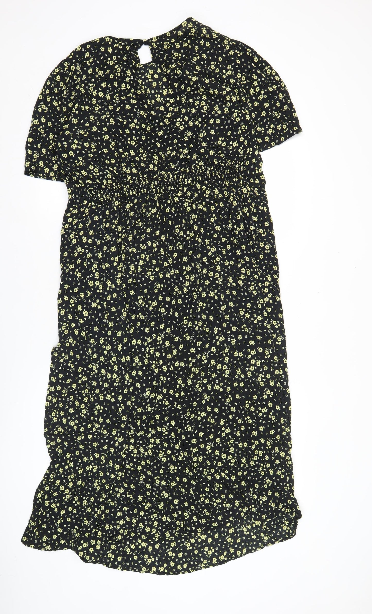 New Look Maternity Black Floral Midi Dress UK 16 Scoop Neck