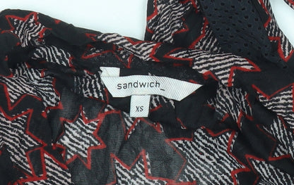 Sandwich Women’s Black XS Star Print Sheath Long Sleeve Dress