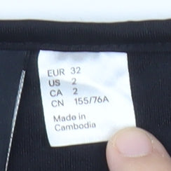 H&M Divided Women's Black Lace Crop Blouse Size 4 Sleeveless Tie Front