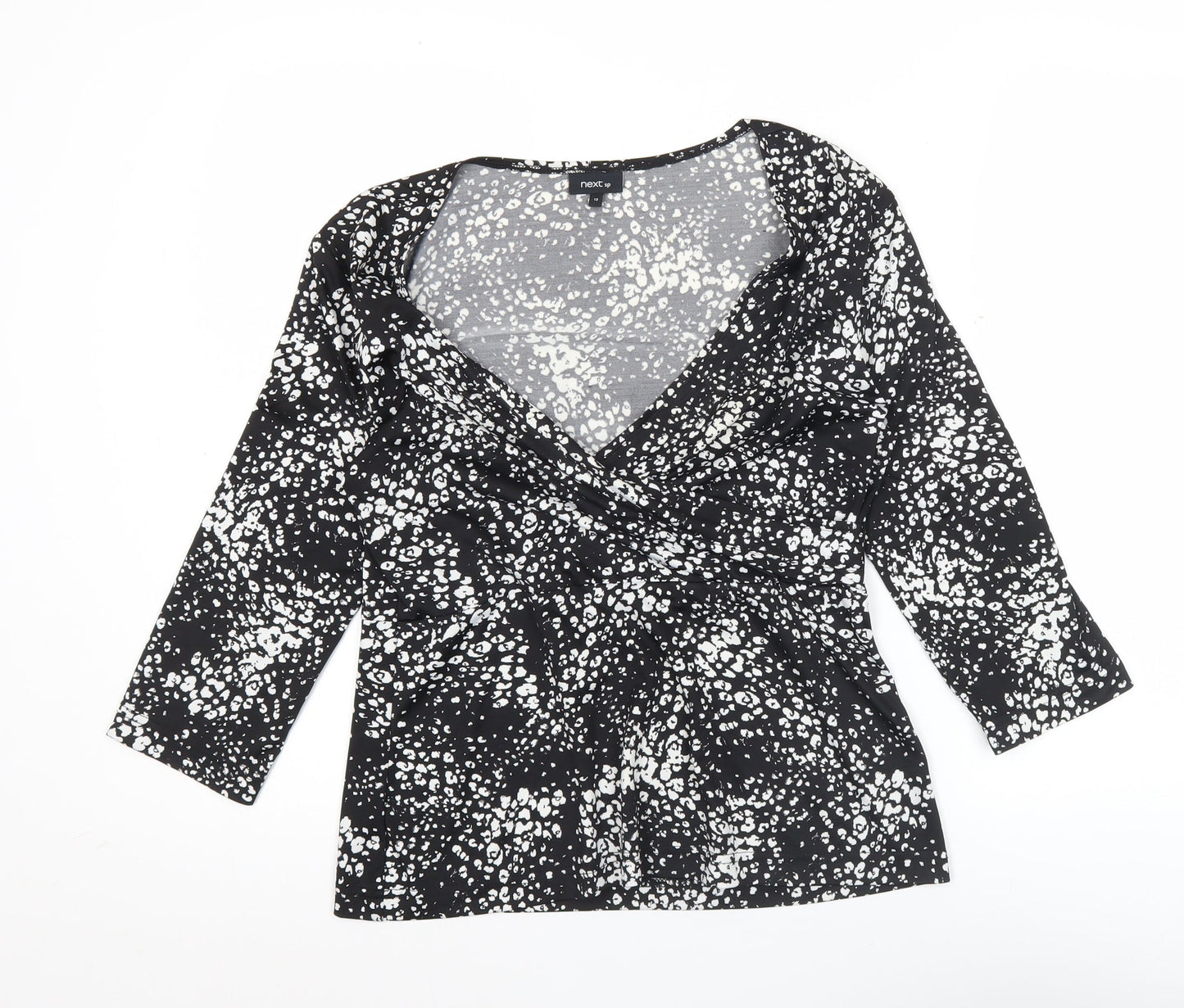 Next Women’s Black Animal Print Wrap Blouse Size 12