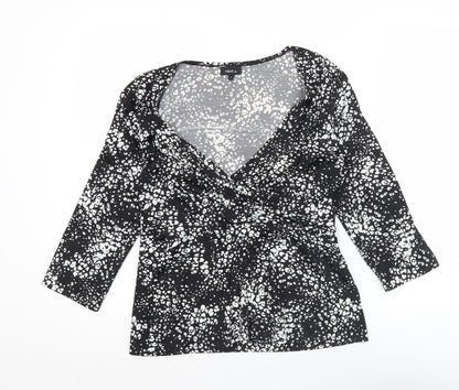 Next Women’s Black Animal Print Wrap Blouse Size 12