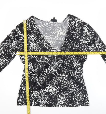 Next Women’s Black Animal Print Wrap Blouse Size 12
