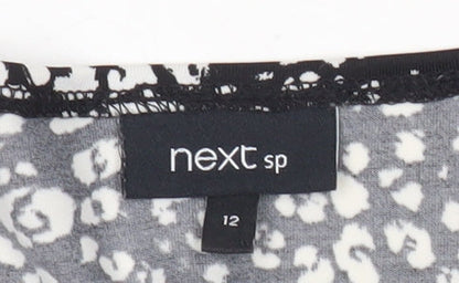 Next Women’s Black Animal Print Wrap Blouse Size 12