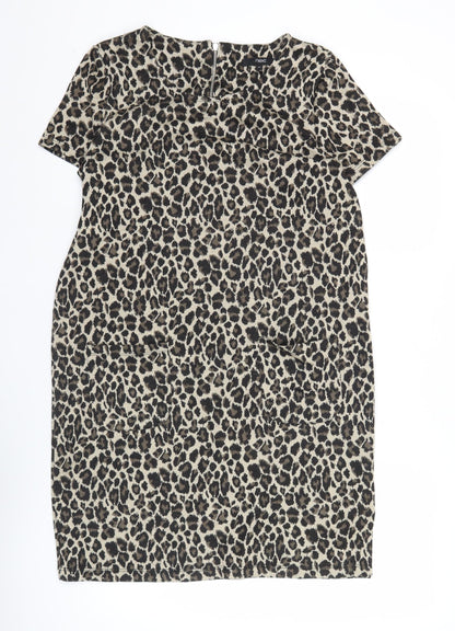 Next Women’s Leopard Print Shift Dress Size 14 Short Sleeve