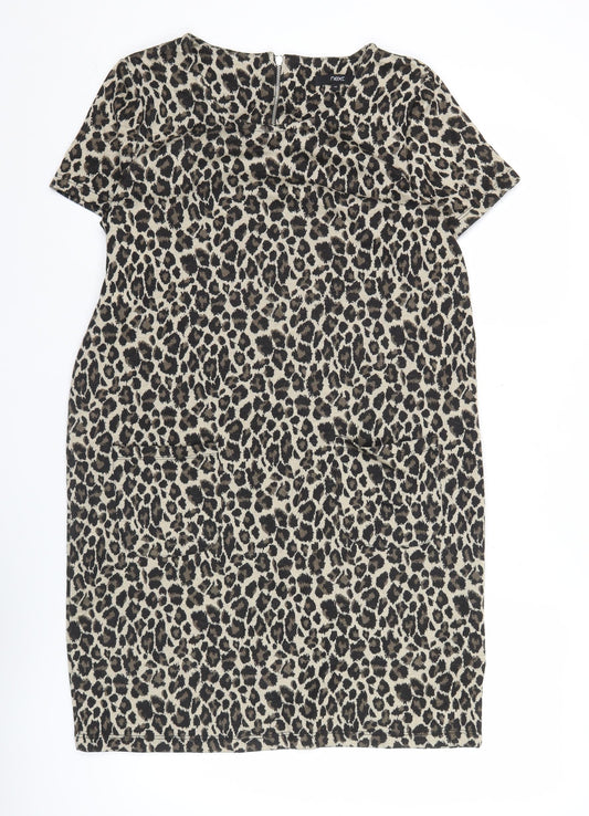 Next Women’s Leopard Print Shift Dress Size 14 Short Sleeve