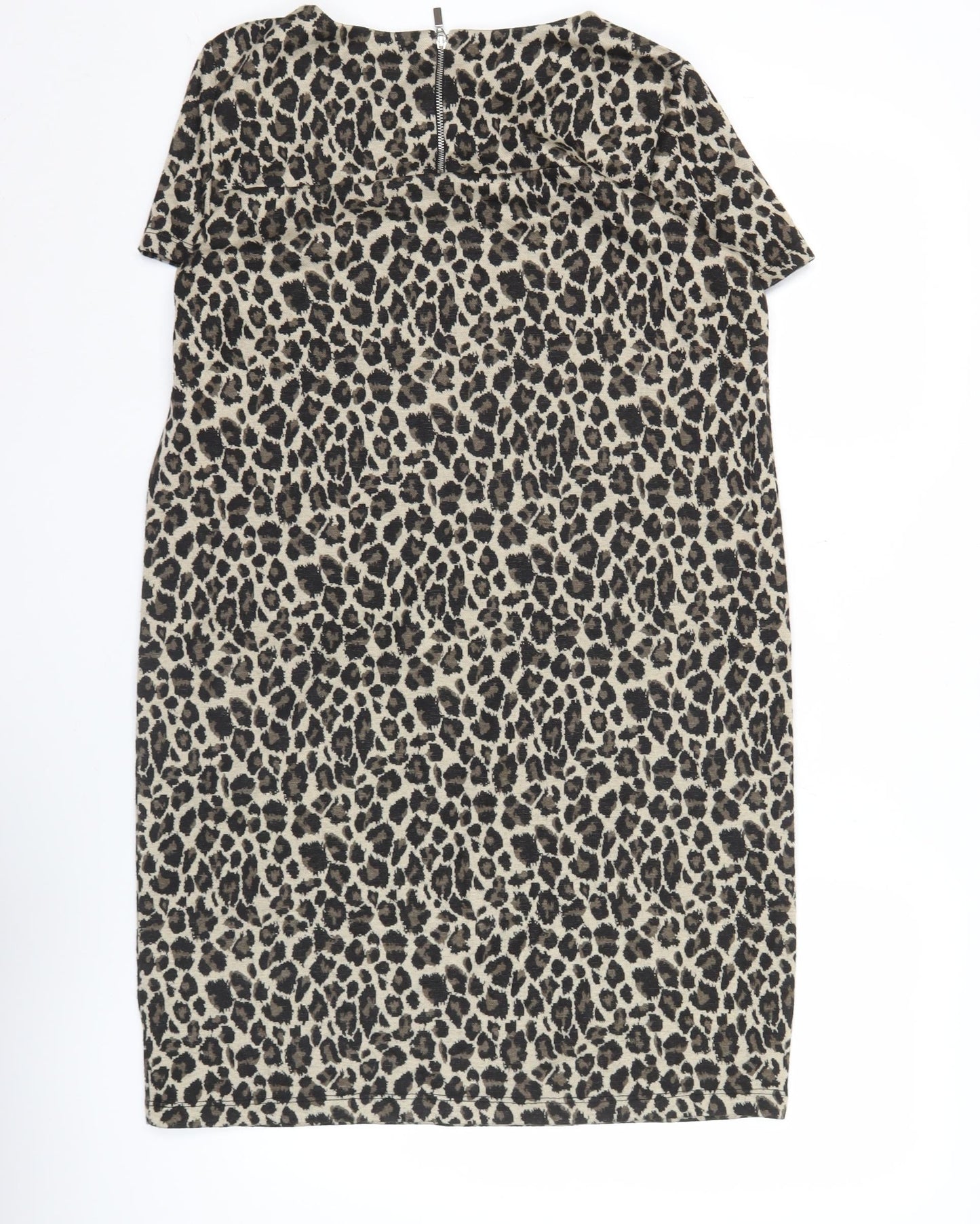 Next Women’s Leopard Print Shift Dress Size 14 Short Sleeve