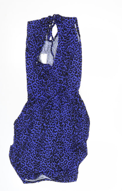 Warehouse Women’s Blue Leopard Print Bodycon Mini Dress UK 8