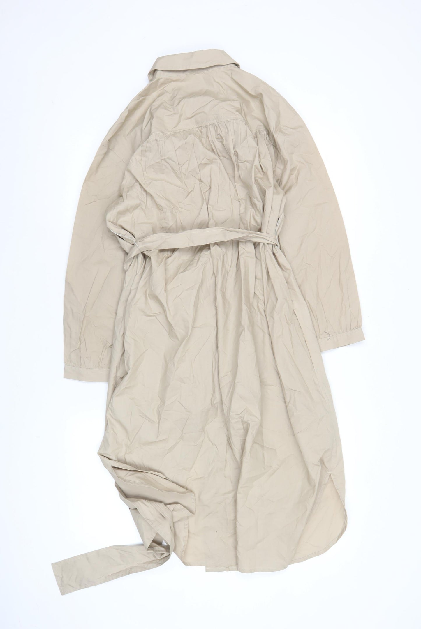 French Connection Women’s Beige Cotton Midi Shirt Dress Size S