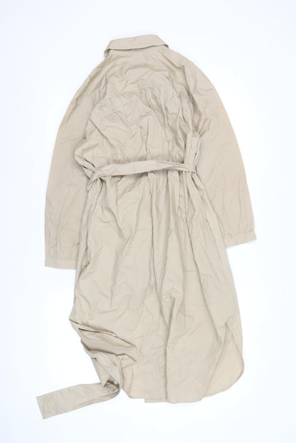 French Connection Women’s Beige Cotton Midi Shirt Dress Size S