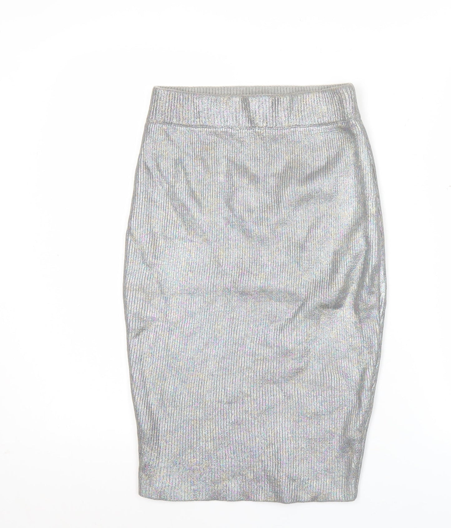 Glamorous Women’s Silver XS High Rise Pencil Skirt