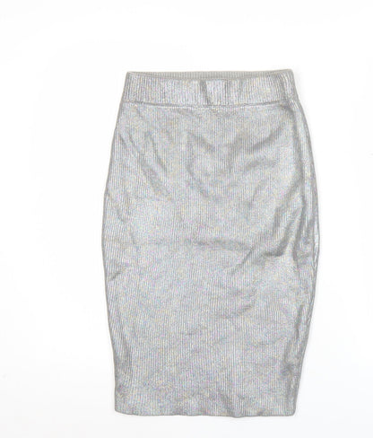 Glamorous Women’s Silver XS High Rise Pencil Skirt