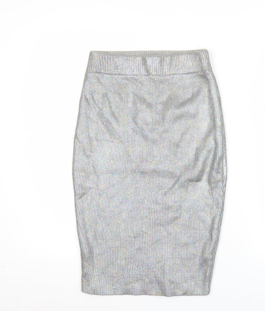 Glamorous Women’s Silver XS High Rise Pencil Skirt