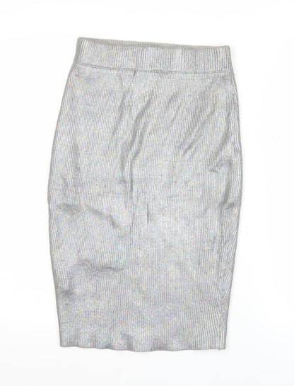 Glamorous Women’s Silver XS High Rise Pencil Skirt