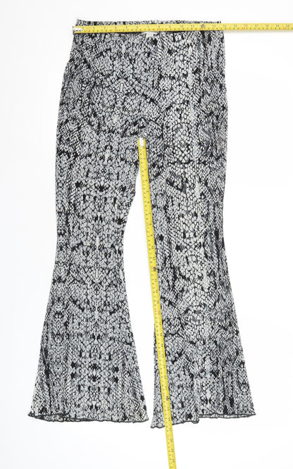 Topshop Petite Women's Black Geometric Flared Trousers Size 12