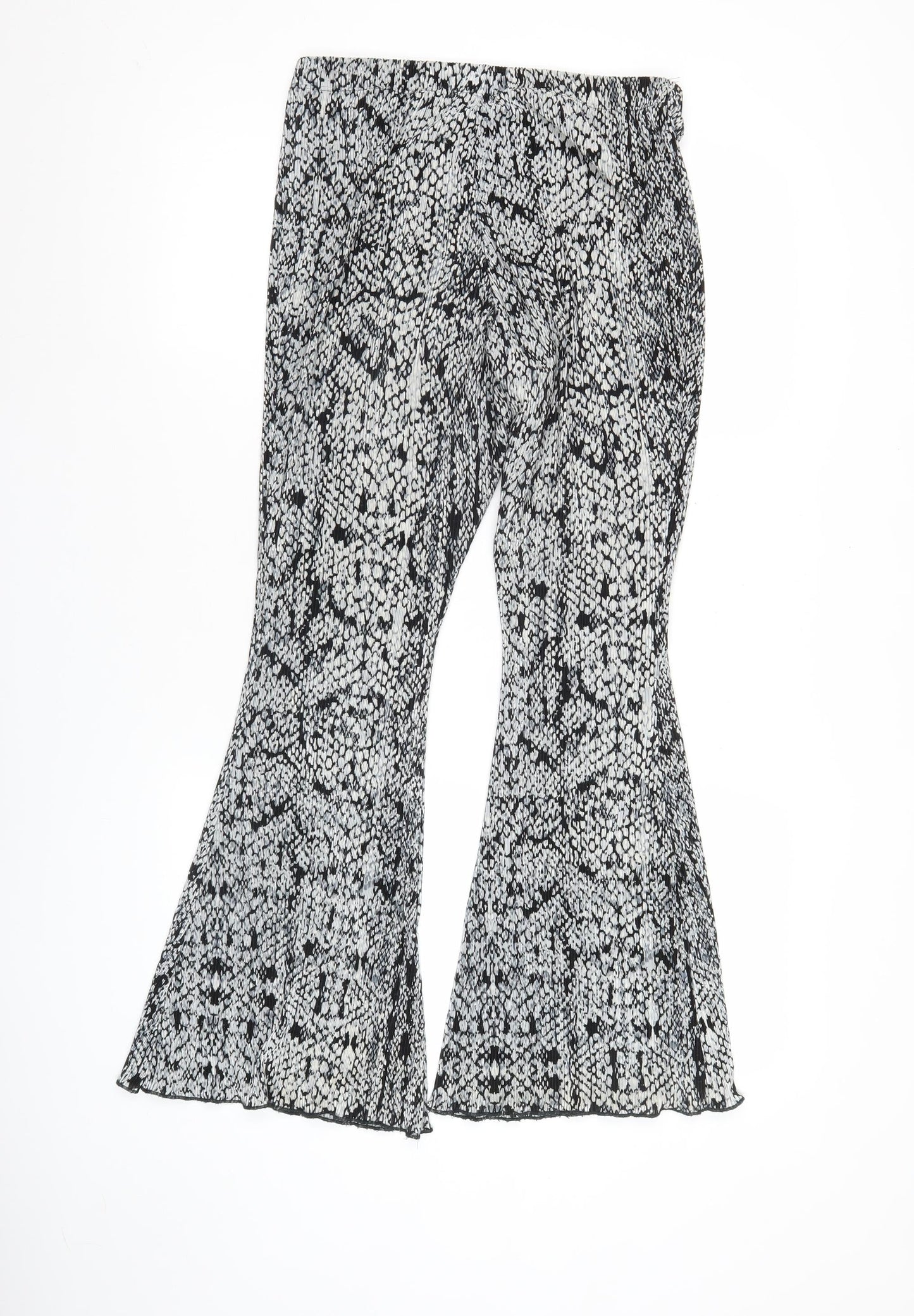 Topshop Petite Women's Black Geometric Flared Trousers Size 12