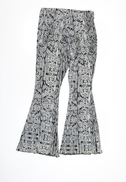 Topshop Petite Women's Black Geometric Flared Trousers Size 12