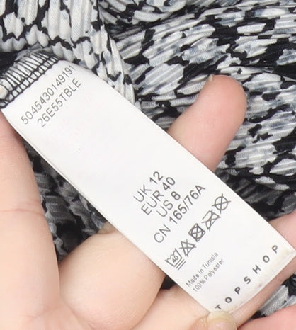 Topshop Petite Women's Black Geometric Flared Trousers Size 12