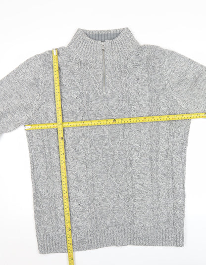 George Men’s Grey Cable Knit 1/2 Zip Jumper L Regular Fit