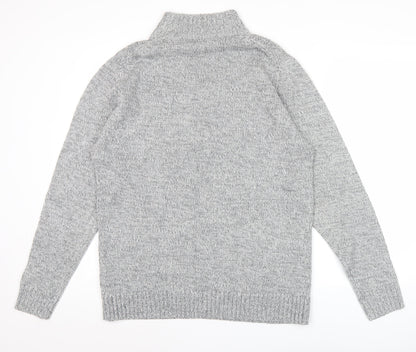 George Men’s Grey Cable Knit 1/2 Zip Jumper L Regular Fit