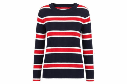 H&M Divided Womens Striped Knit Long Sleeve Top Size S Multicoloured