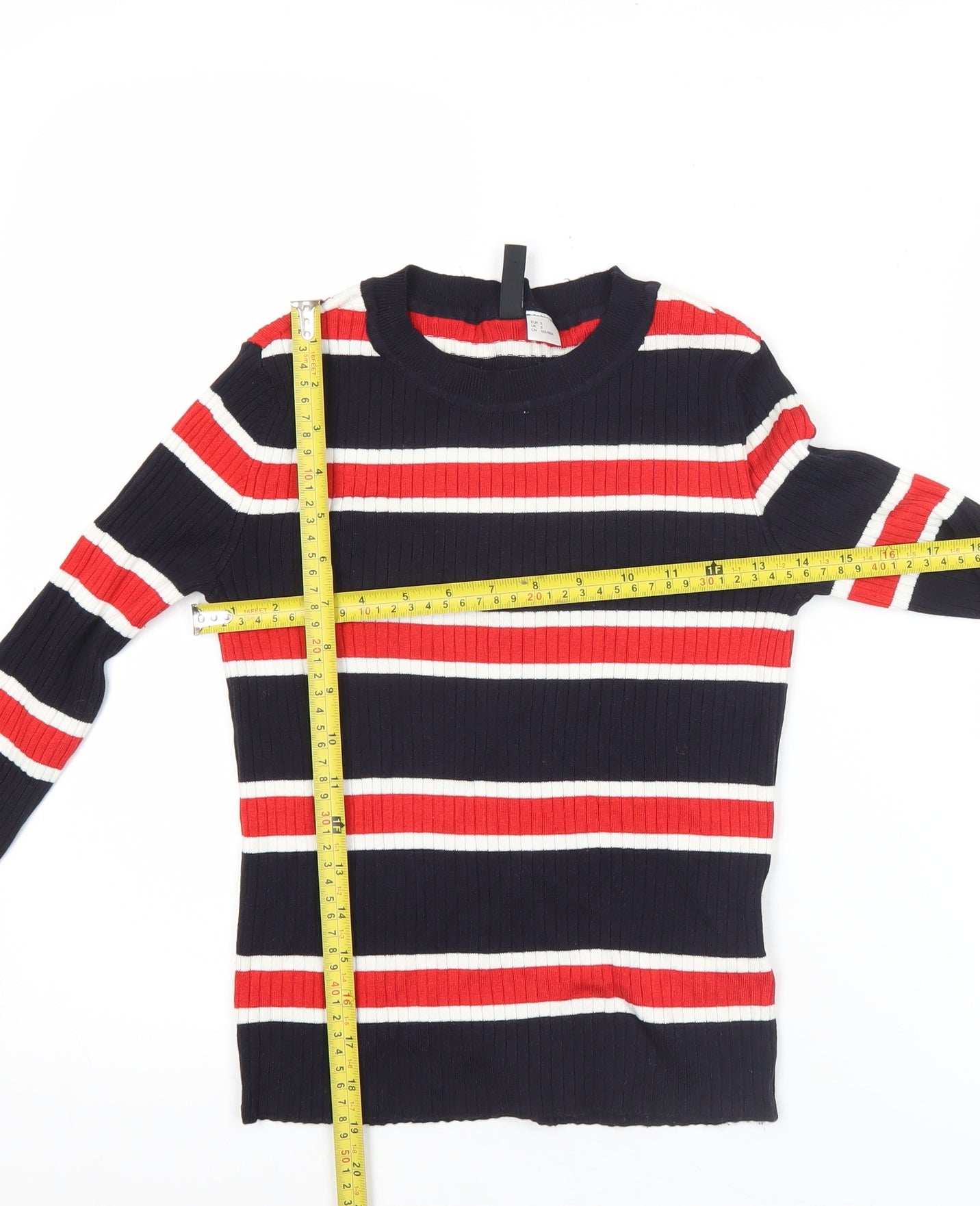 H&M Divided Womens Striped Knit Long Sleeve Top Size S Multicoloured