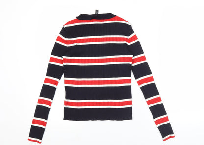 H&M Divided Womens Striped Knit Long Sleeve Top Size S Multicoloured