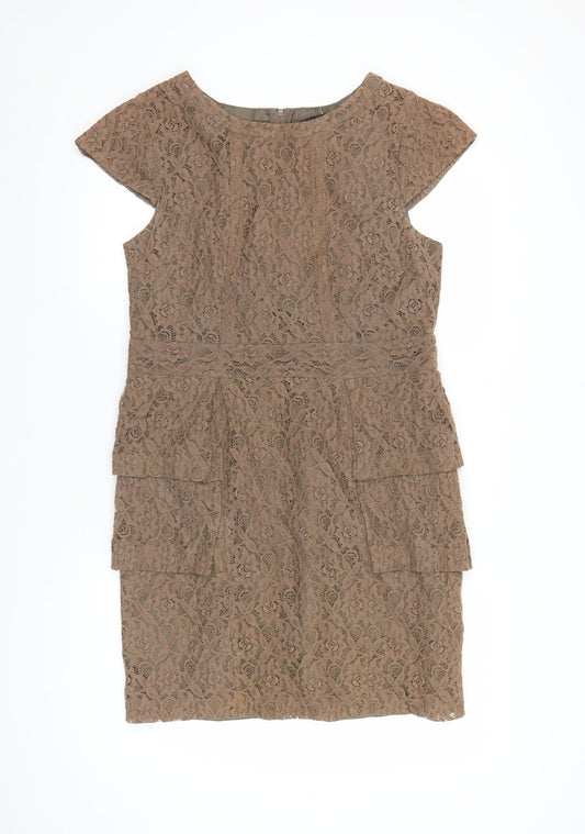 Marks and Spencer Women’s Brown Lace Sheath Dress Size 14