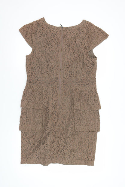 Marks and Spencer Women’s Brown Lace Sheath Dress Size 14