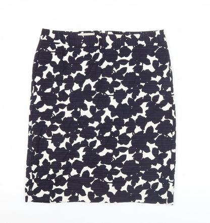 Hobbs Womens Black White Floral Pencil Skirt Size 12 Cotton