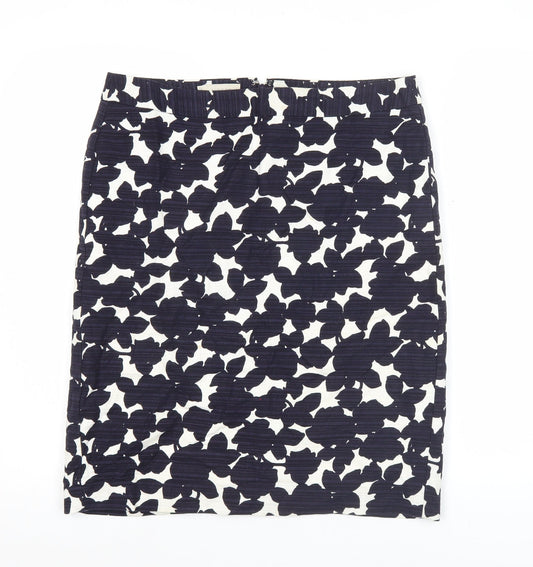 Hobbs Womens Black White Floral Pencil Skirt Size 12 Cotton