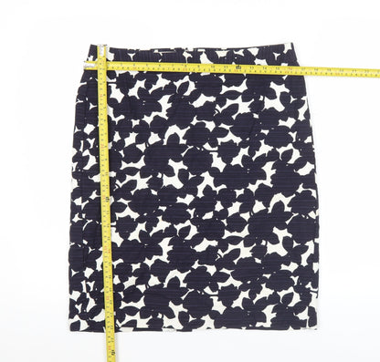 Hobbs Womens Black White Floral Pencil Skirt Size 12 Cotton