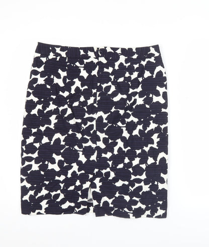 Hobbs Womens Black White Floral Pencil Skirt Size 12 Cotton