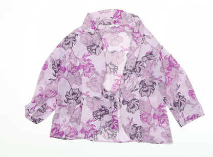 Eastex Women’s Purple Floral Chiffon Blouse Size 10 V-Neck