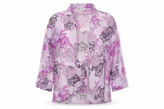 Eastex Women’s Purple Floral Chiffon Blouse Size 10 V-Neck
