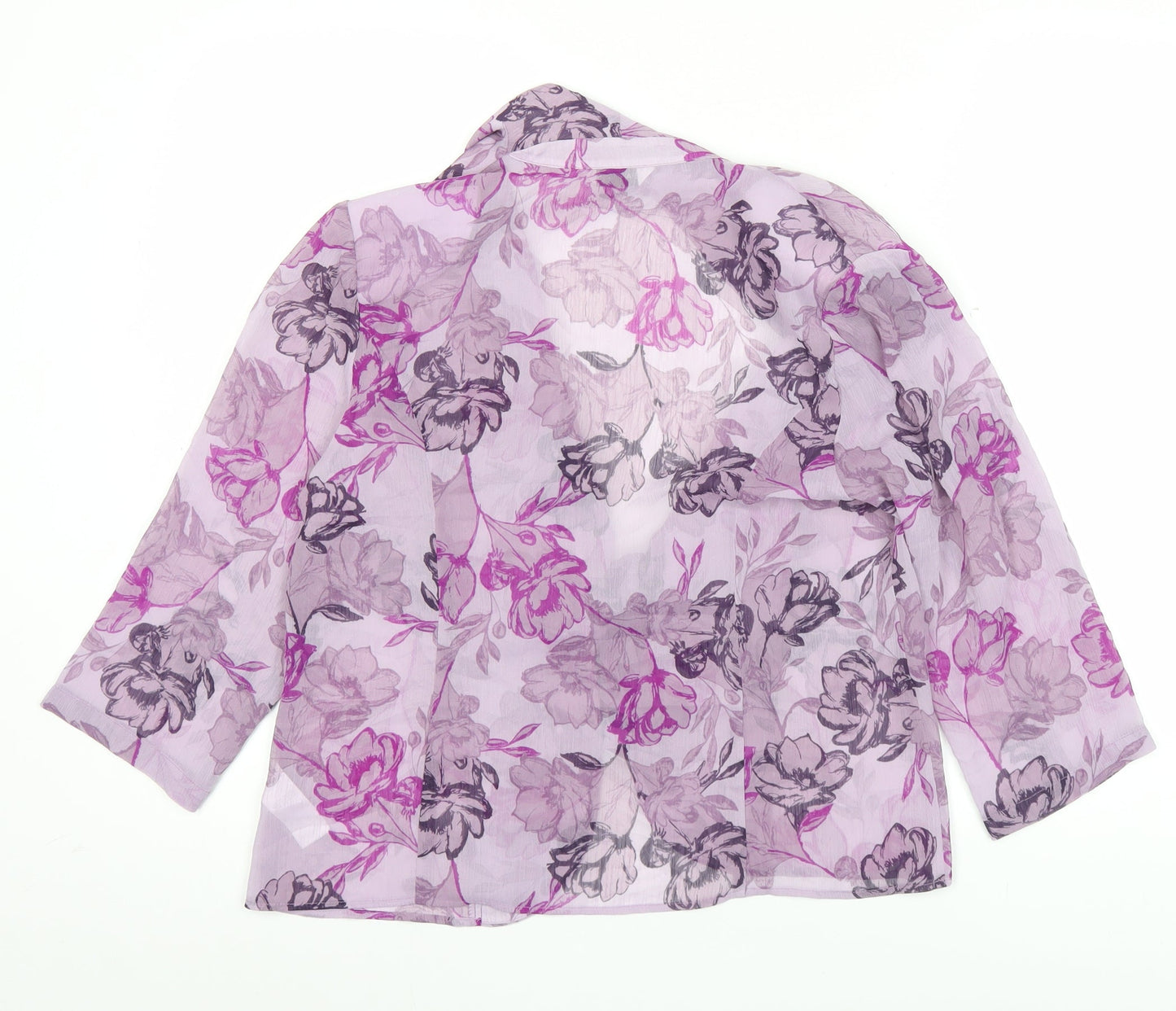 Eastex Women’s Purple Floral Chiffon Blouse Size 10 V-Neck