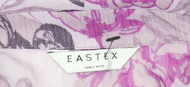 Eastex Women’s Purple Floral Chiffon Blouse Size 10 V-Neck