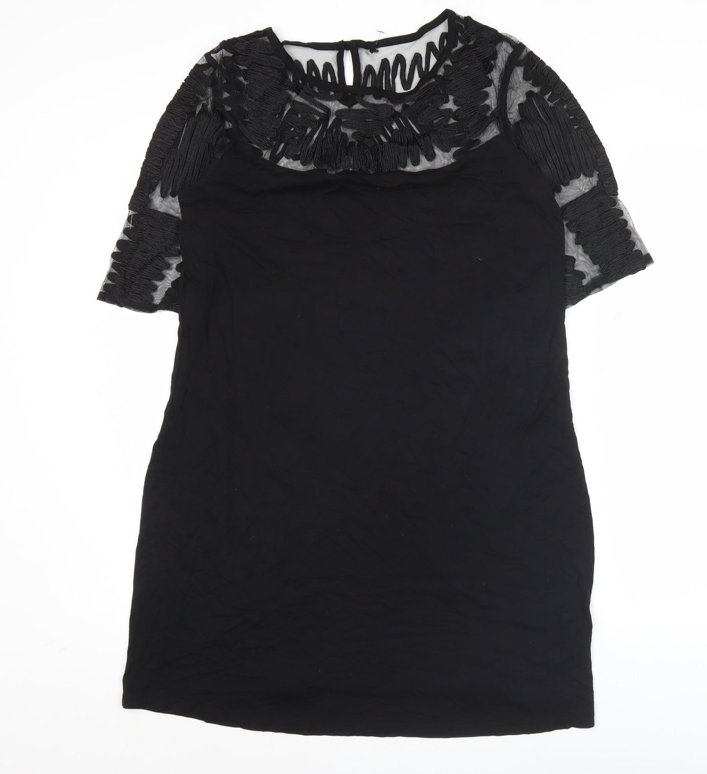 Next Women’s Black Shift Dress Size 14 Lace Sheer Panel Party Wear