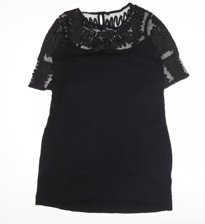 Next Women’s Black Shift Dress Size 14 Lace Sheer Panel Party Wear