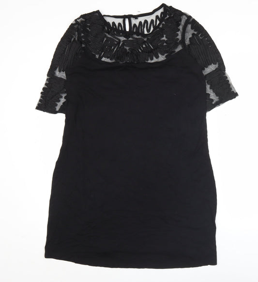 Next Women’s Black Shift Dress Size 14 Lace Sheer Panel Party Wear