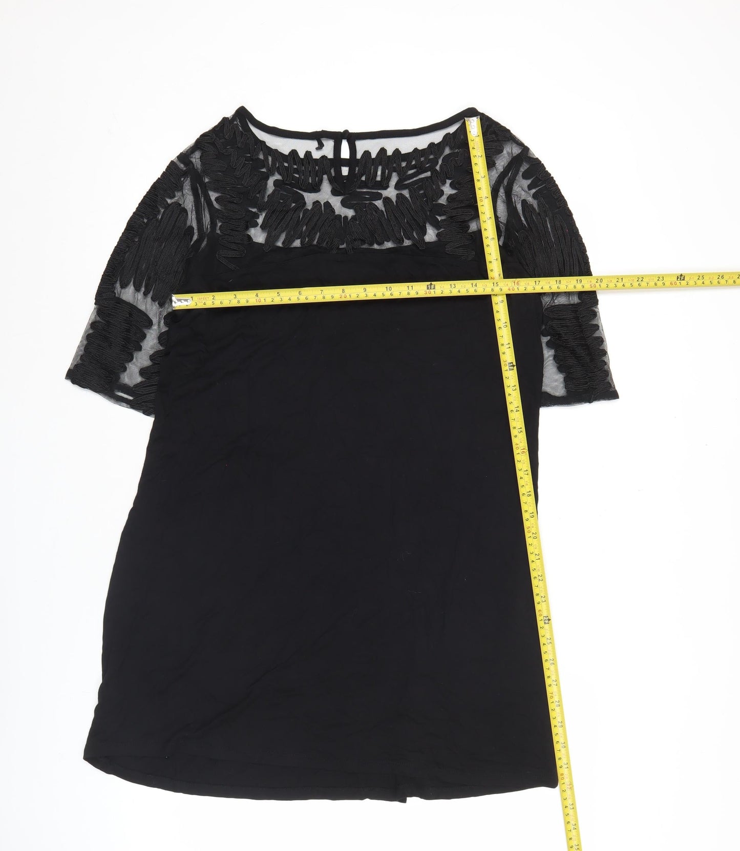 Next Women’s Black Shift Dress Size 14 Lace Sheer Panel Party Wear