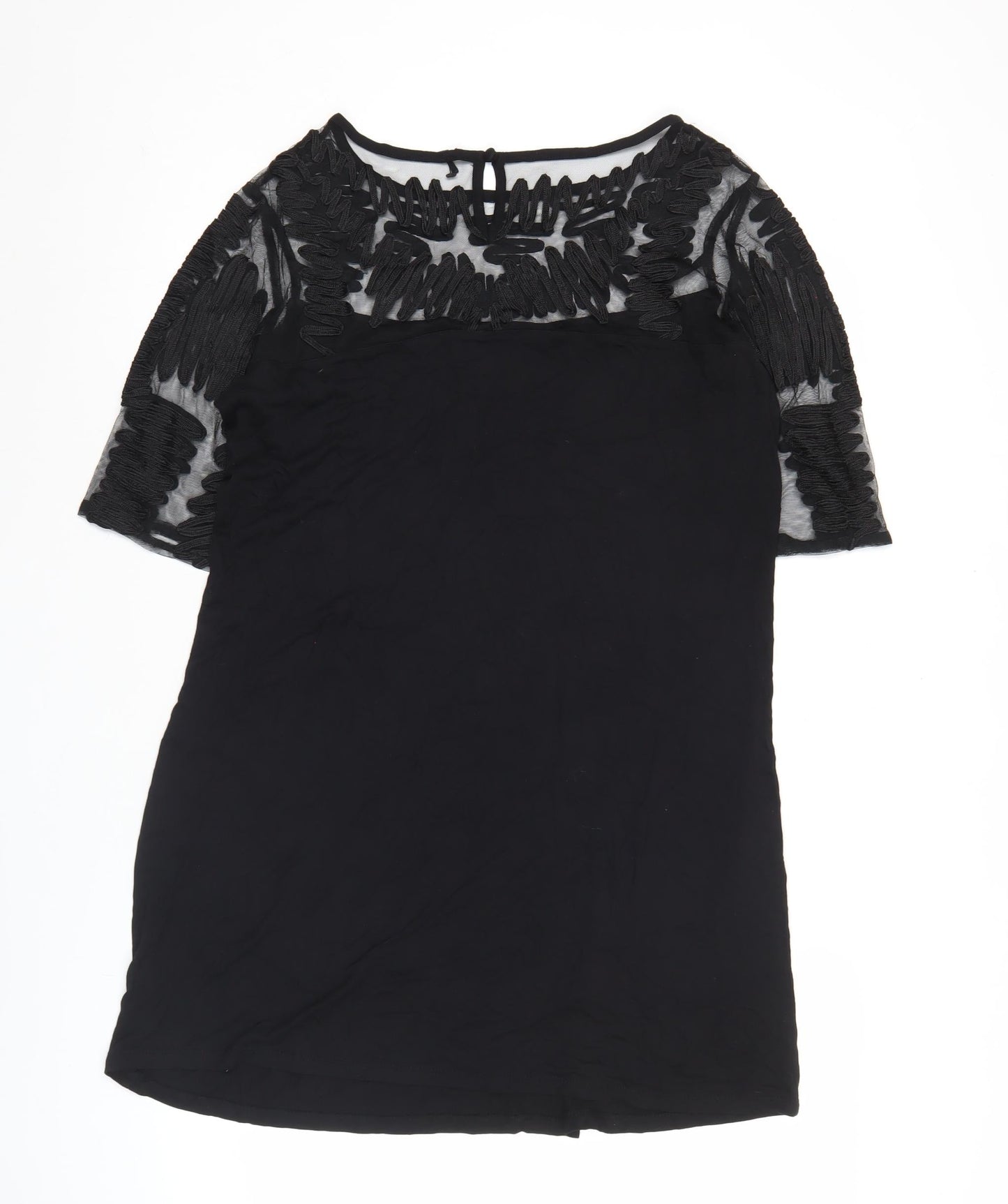 Next Women’s Black Shift Dress Size 14 Lace Sheer Panel Party Wear